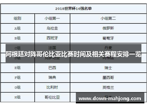 阿根廷对阵哥伦比亚比赛时间及相关赛程安排一览 阿根廷对阵哥伦比亚比赛时间及相关赛程安排一览